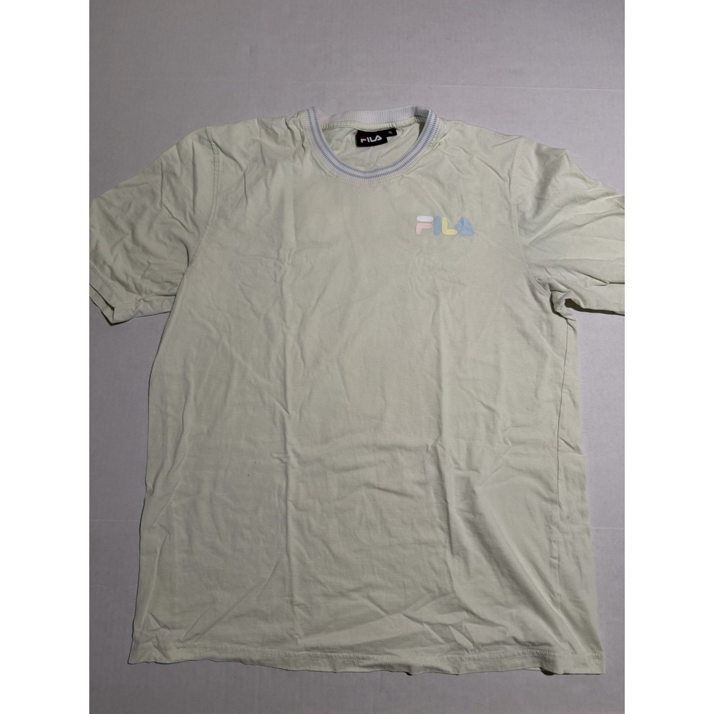 Y2K FILA pastel ringer tee, large logo on back, men's XL T-shirt